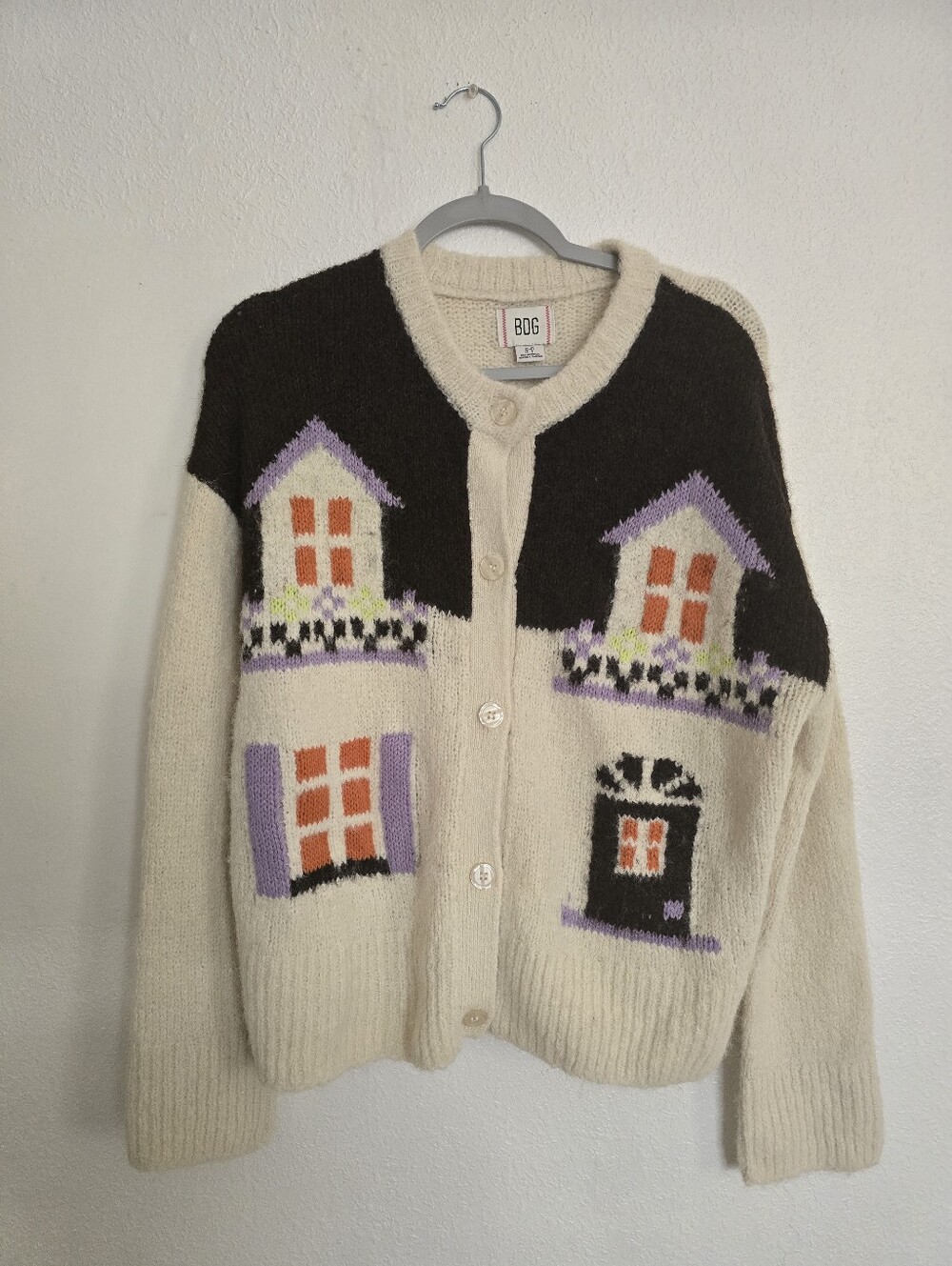 BDG Becca Cottage Printed Brushed Knit Oversized Cardigan Size Small